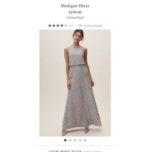 Adrianna Papell Madigan dress in bridal silver